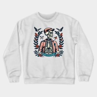 preppy skeleton Live Laugh Die Crewneck Sweatshirt